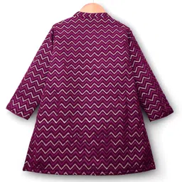 Babyhug Woven Full Sleeves Kurta Pajama Set with Sequin Detailing - Maroon image 3