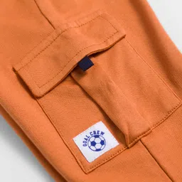 Babyhug Terry Knit Full Length Lounge Pant With Text Print - Orange image 4