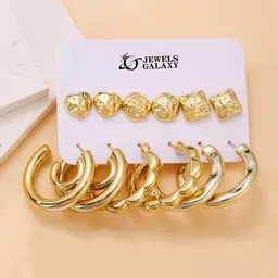 Jewels Galaxy Contemporary Half Hoop Earrings-picture-30