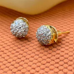 Anouk Gold-Plated American Diamond Studded Circular Shaped Studs image 3
