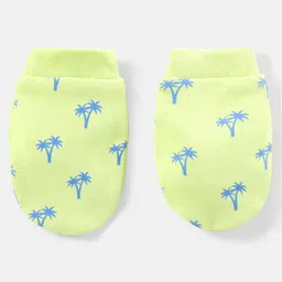 Babyhug 100% Cotton Cap Mittens & Booties Coconut Tree Print Green - Diameter 10.5 cm image 5