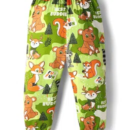 Babyhug Cotton Knit Full Sleeves Co-Ord Night Suit with Animal Print - Green image 5
