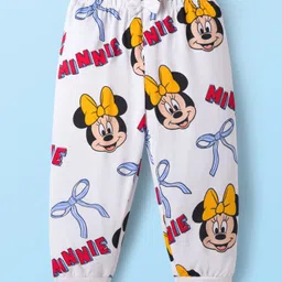 Babyhug Disney Single Jersey Knit Full Sleeves Co-ord Night Suit With Minnie Mouse Print - White image 4