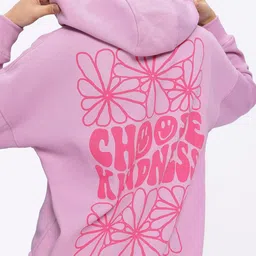DressBerry Chic Blossoms Printed Drop-Shoulder Sleeves Hooded Sweatshirt image 2