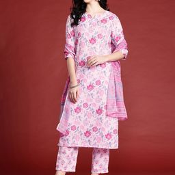 Anouk Floral Printed Straight Kurta with Trousers & Dupatta-picture-31