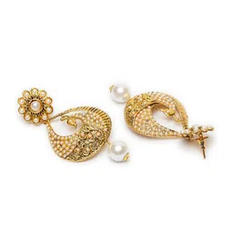 ANIKAS CREATION Gold-Plated Floral Drop Earrings image 3