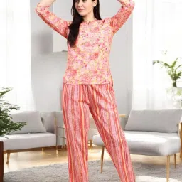 Kryptic Pink & Navy Blue Cotton Relaxed Fit Printed Lounge Pants - Pack of 2 image 5