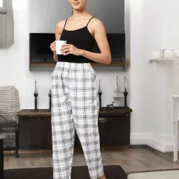 Kryptic White & White Cotton Relaxed Fit Printed Lounge Pants - Pack of 2 image 5