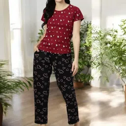 Kryptic Maroon & Charcoal Cotton Relaxed Fit Printed Lounge Pants - Pack of 2 image 5