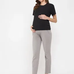 Clovia Grey Maternity Cotton Lounge Pants image 4