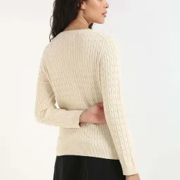 Tommy Hilfiger Beige Heather Cotton Slim Fit Sweater image 2