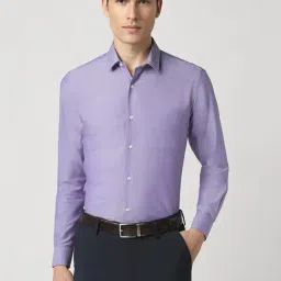 Peter England Purple Slim Fit Texture Shirt-image-14