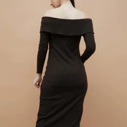 Ginger by Lifestyle Brown Solid Dress image 2