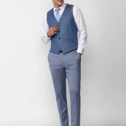 Peter England Sky Blue Slim Fit Notch Lapel Three Piece Suit image 5