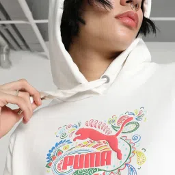 Puma White Cotton Solid Sports Hoodie image 5