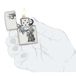 Zippo White Brass Shivas Trishul Design Windproof Pocket Lighter image 5