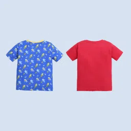 Bumzee Kids Blue & Red Printed T-Shirt (Pack Of 2) image 2