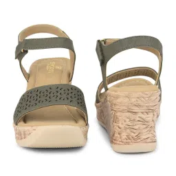 Senorita by Liberty Women's DZL-867 Olive Ankle Strap Wedges image 5