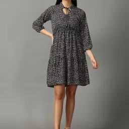 showoffff SHOWOFF Black Printed A-Line Dress image 2