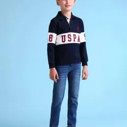 U.S. Polo Assn. Boys Blue Cotton Printed Full Sleeves Sweatshirts image 2