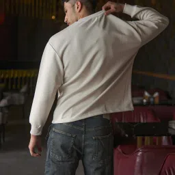 Odette Franco Off White Cotton Rib Jersey Printed Sweatshirt image 2