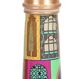 India Circus by Krsnaa Mehta Multicolor Copper Mughal Doors Reiteration Tapered Water Bottle (0.8 L) image 5
