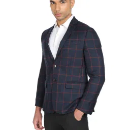 Arrow Navy Regular Fit Checks Blazer image 3