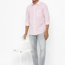 American Eagle Outfitters Pink Cotton Regular Fit Striped Shirt image 5