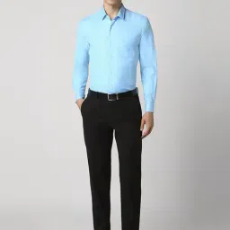 Peter England Blue Slim Fit Texture Shirt image 5