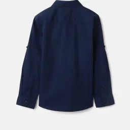 United Colors of Benetton Boys Navy Cotton Solid Full Sleeves Shirts image 2