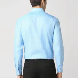 Peter England Blue Slim Fit Texture Shirt image 2