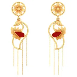 P.C. Chandra Jewellers 22k Gold Swan Motif Dangler Earrings-image-87