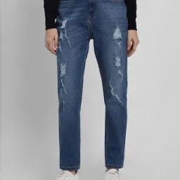 Forever 21 Blue Cotton Mid Rise Jeans-image-93