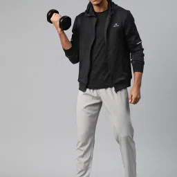 ALCIS Black Slim Fit Sports Hooded Jacket image 5