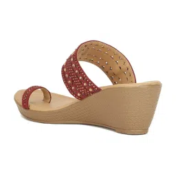 Bata Women's Maroon Toe Ring Wedges image 5