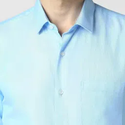 Peter England Blue Slim Fit Texture Shirt image 4