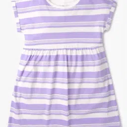 GAP Girls Purple Relaxed Fit Striped Short Sleeves Dress-image-62