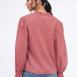 Kibo Coral Cotton Self Tops image 2