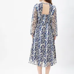 Kibo Blue Polyester Print Midi Dress image 2