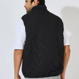 Styli Black Regular fit Solid Quilted Jackets image 2