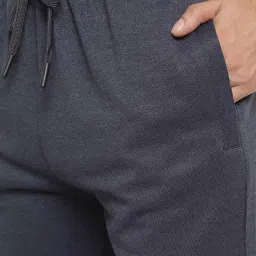 Octave Navy Melange Cotton Regular Fit Printed Trackpants image 5