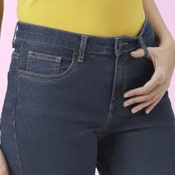 People by Pantaloons Blue Cotton High Rise Jeans image 5