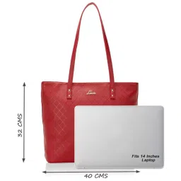 Lavie Emb Pavo Red Textured Large Tote Handbag image 5