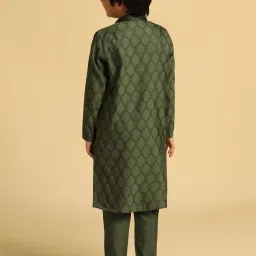 KISAH Boys Green Embroidered Kurta image 2