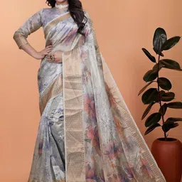 Vmdesigns Floral Silk Blend Handloom Saree-picture-16