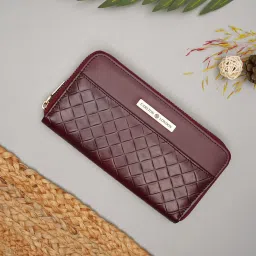 Carlton London Cherry Textured Small Zip around Wallet for Women image 2