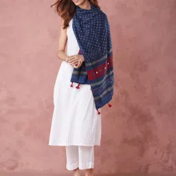 Fabindia Indigo Cotton Regular Fit Printed Stole image 2