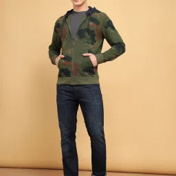 Wrangler Olive Regular Fit Camouflage Hooded Sweatshirt image 5