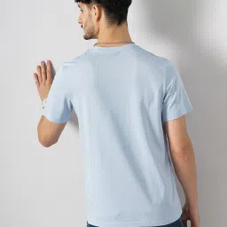 celio celio* Light Blue Regular Fit Printed Cotton Crew T-Shirt image 2
