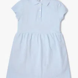 GAP Girls Blue Relaxed Fit Solid Short Sleeves Dress-image-57
